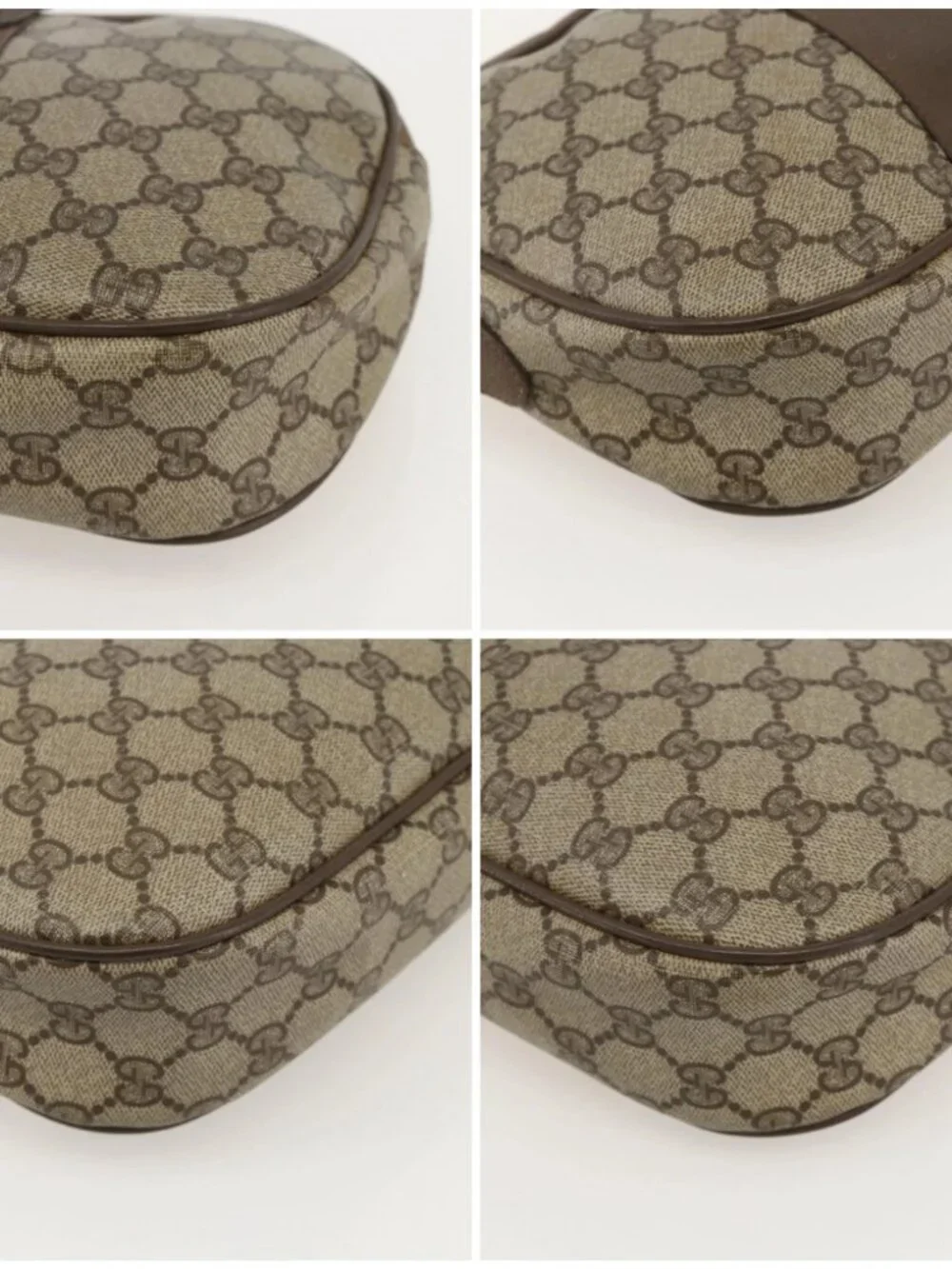 GUCCI GG Supreme Web Sherry Line Clutch Bag PVC Beige Gold 89 01 034 Auth 175777